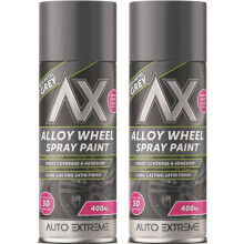 2 x 400ml GREY ALLOY WHEEL SPRAY PAINT SCRATCH RESISTANT METAL