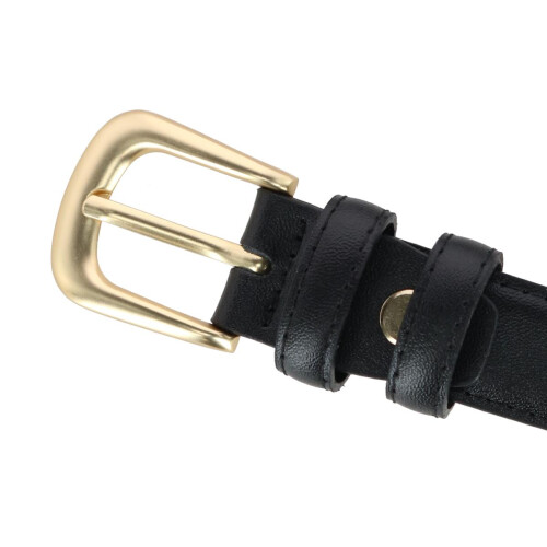 CTM Women's Leather Adjustable Belt with Statement Buckle 2