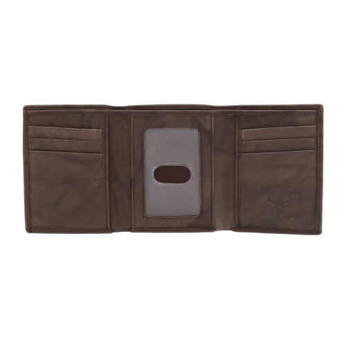 CTM Men's American Bison Leather RFID Trifold Wallet 2