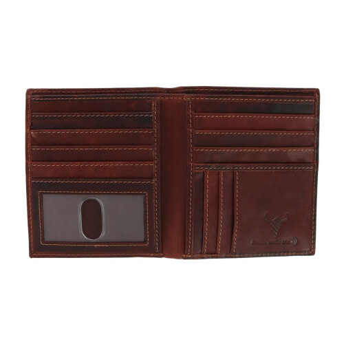 American Bison Men's Oil Pull Up Leather Hipster Wallet 1