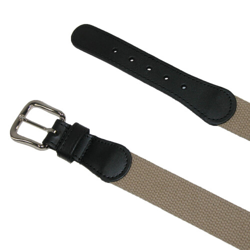 Boston Leather Men's Cotton Web Belt with Leather Tabs 2