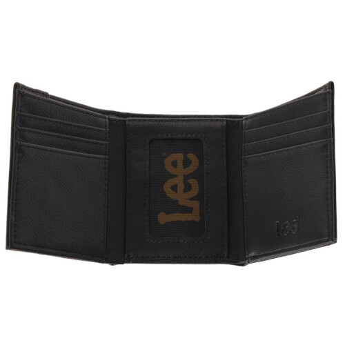 Lee Men's Pebble Grain Trifold Wallet with Logo 1