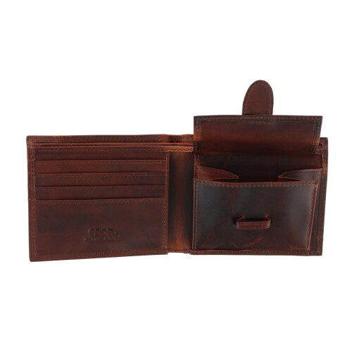 CTM Men's Pull Up Leather Bifold Wallet with Coin Pocket 2