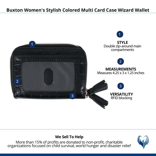 Buxton Women's Stylish Colored Multi Card Case Wizard Wallet 1