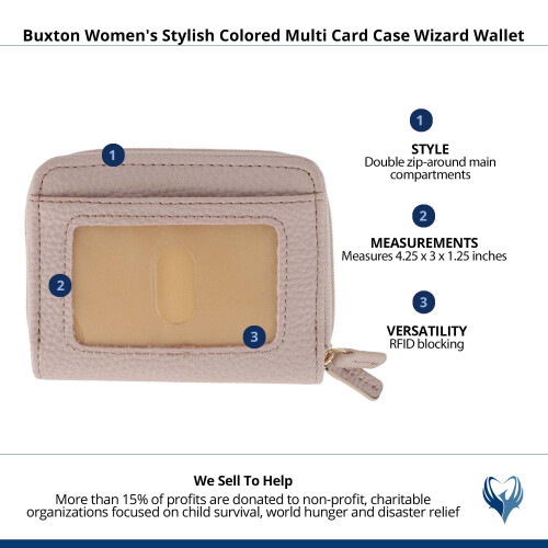 Buxton Women's Stylish Colored Multi Card Case Wizard Wallet 2
