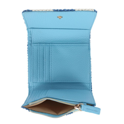 Buxton Women's Striped Straw Vegan Leather Medium Trifold 2