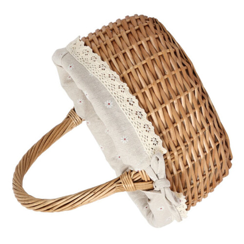 Portable Wicker Storage Basket Single Handle-Snowflake S