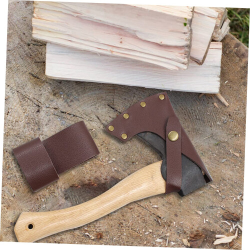 2pcs PU Leather Axe Sheath for Camping, Durable Hatchet Cover with Rustic Style, Light Brown 1