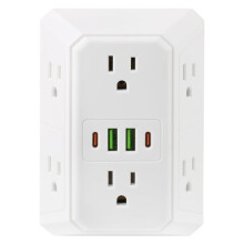 Wall Outlet Extender Surge Protector, 6 Outlet Splitter , Multiple 3 Sided Multi Plug Wall Adapter Power Strip US Plug
