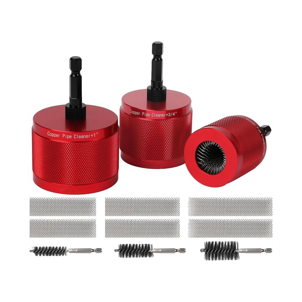 1/2" & 3/4" & 1" Metal Copper Pipe Cleaner For Drill, With 1/4" Hex Shank,For Cleaning Rust, Stains, Copper Pipe 4712706854639