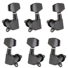 6-Piece Chrome/Black Acoustic Guitar Tuning Pegs 3L3R Machine Heads for Electric Guitars A