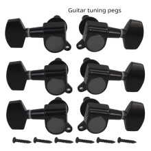 6-Piece Chrome/Black Acoustic Guitar Tuning Pegs 3L3R Machine Heads for Electric Guitars A