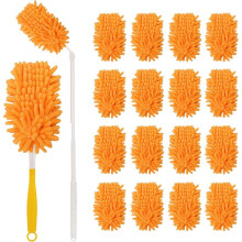 16 Recambios Reutilizables para Plumero, Plumero Manual con Mango Extendido, Recambios de Plumero Resistentes de 360 para Limpieza, Oficina,