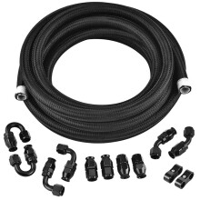 PTFE Olie- en Gaskoelerslang AN6 Brandstofleiding Nylon Gevlochten 6 Meter met 10 Koppelingen Nylon Gevlochten Binnenzijde Rubberen Remslang