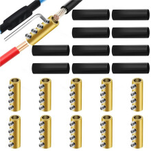 10-Teiliges Set mit Schraubklemmen für 6, 8 und 10 AWG-Drahtverbinder, 80-A-Schraubklemmen mit 10 Schrumpfschläuchen, Messing, 4-Loch