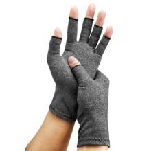 Compression Arthritis Gloves for Pain Relief, Half Finger Breathable Fabric with Wrist Support, Gray M