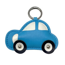 Eleganter Schlüsselanhänger aus Leder mit Auto-Motiv,-Blau