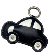Eleganter Schlüsselanhänger aus Leder mit Auto-Motiv,-Schwarz
