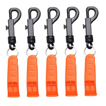 5pcs Plastic Emergency Whistle Set with Key Ring, Loud Survival Signal for Camping, Hiking and Dog Training