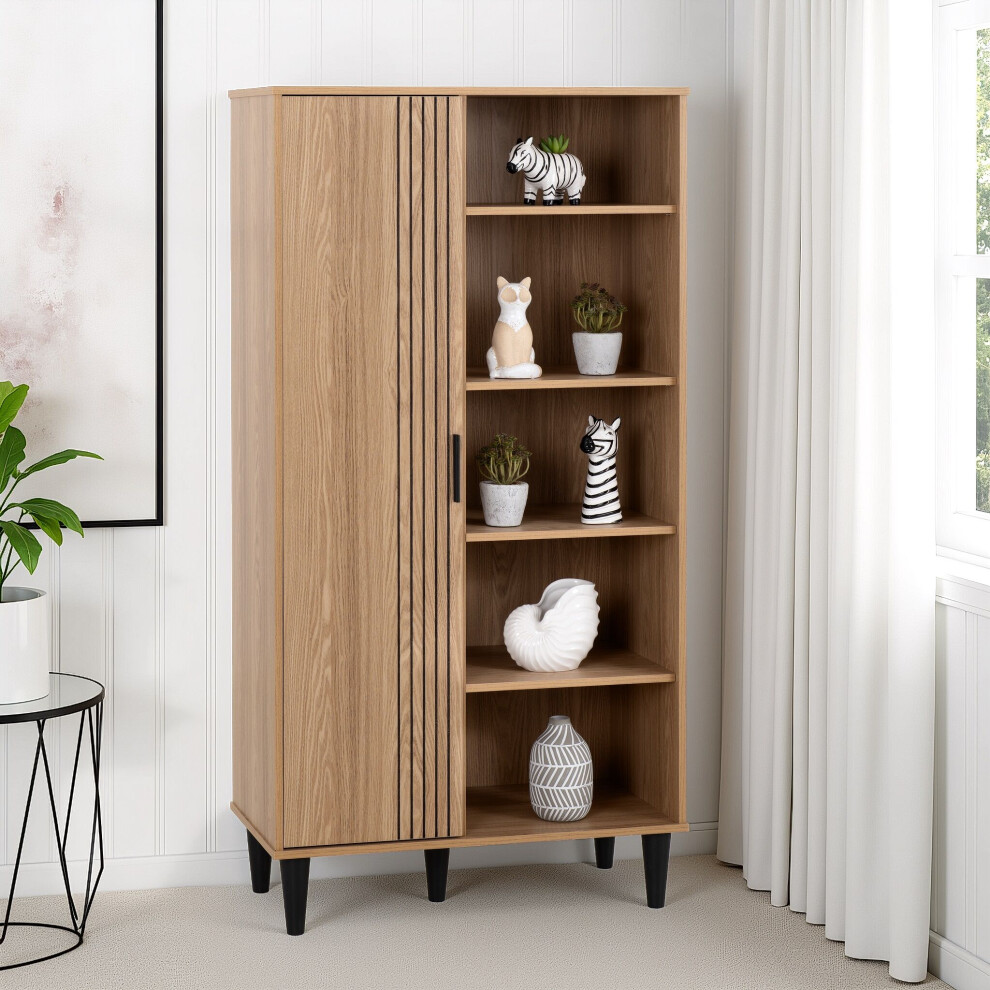 Seconique Tessa 1 Door Bookcase Unit - Natural Oak Effect