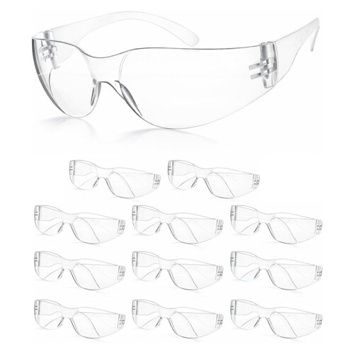 12-Pack Skyddsglasögon, Rep- och Stötsäkra med Omslutande Lins
