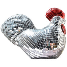Figurine de Poussin Disco,  Boules Disco, Décoration de Table en Forme de Poulet pour Fête ou Décoration Intérieure - Argenté