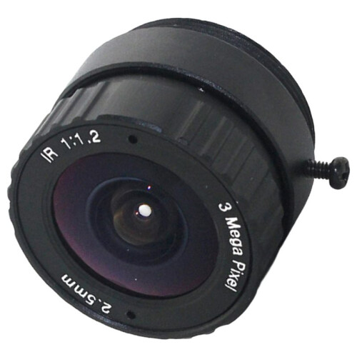 Lente HD 3MP para CFTV com Montagem CS de 2,5mm,Lente  Angular de 1/2,7 Polegadas F1.2 com Íris Fixa para Baixa Luminosidade,Ideal para Câmeras