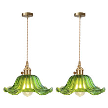 2PCS Glass Pendant Light Vintage Interior Ceiling Light Retro Pendant Lights Modern Pendant Light Green