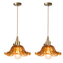 2PCS Glass Pendant Light Vintage Interior Ceiling Light Retro Pendant Lights Modern Pendant Light Brown