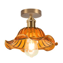 Plafoniera In Vetro Lampadario Moderno In Cristallo Lampada Da Soffitto Retrò E27 Per Corridoio E Soggiorno Marrone