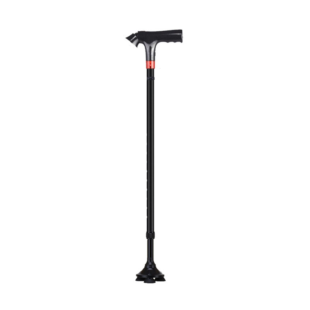 Light Adjustable Walking Cane With Led And Alarm, Antislip Quad Cane For Elderly, Ergonomic Aluminum Design