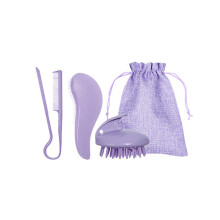 Scalp Massage Brush and Detangling Hair Comb Set for Women, 3pcs Purple, Gentle Massage and Smooth Detangling