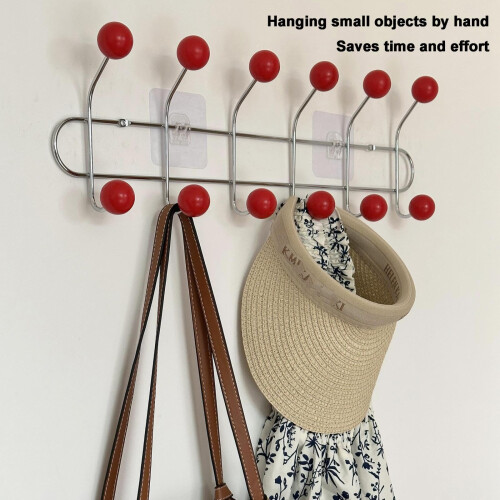 Wall Mounted Coat Rack with Wooden Hooks, Decorative Iron Wall Hooks for Entryway, Space‑Saving Design 2
