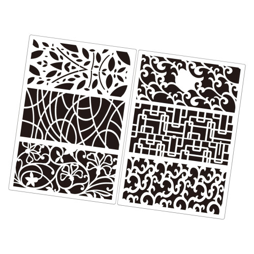 6Pcs PET Detailed Drawing Templates Reusing-striped roaming