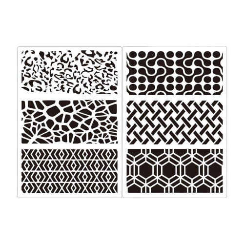 6Pcs PET Stencils Sheets Drawing Templates Set-stripe rhythm