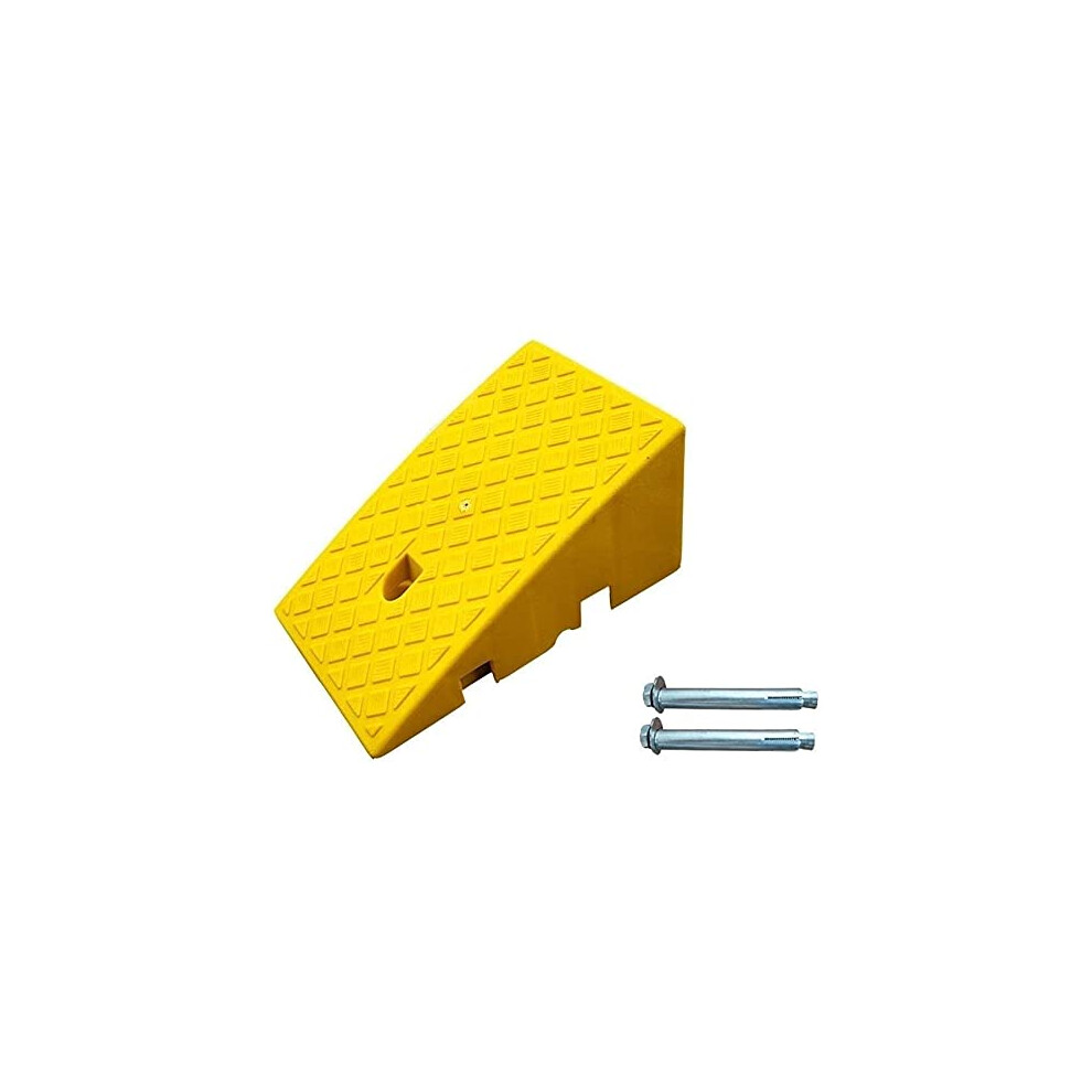 Yellow Plastic Curb Ramp For Driveway, Nonslip Wheelchair Loading Ramp With Heavy Load Capacity, 19Cm