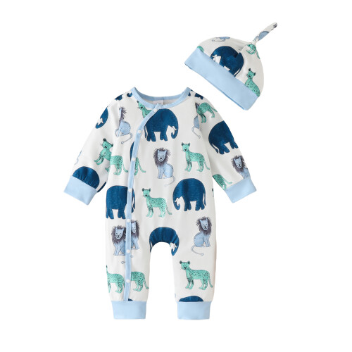 (6-9 Months, Blue) Completo neonato con abbottonatura frontale