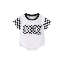 (6-12 Months, White) Romper Céad Breithlá do Leanbh le Muinchille Gearr, Bróidnéireacht, Éadaí Samhraidh do Chailíní agus Buachaillí