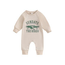 (12-18 Months, Khaki) Geansaí Rompers Buachaillí Cailíní Litreacha Iolair Muineál Crew Jumpsuits Éadaí do Leanaí Óga