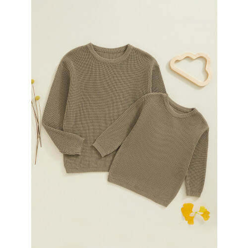 (7-8 Years, Gray Khaki Kid) Partner-Pullover für Mutter und Winter. 2