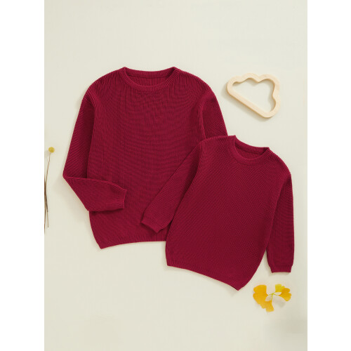 (9-10 Years, Bordeaux Kid) Partner-Pullover für Mutter und Winter. 2