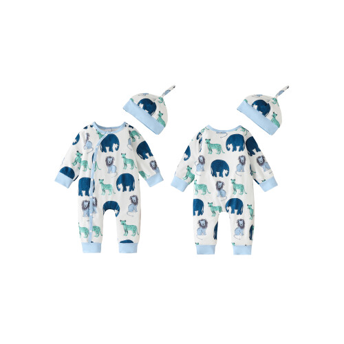 (9-12 Months, Blue) Completo neonato con abbottonatura frontale 1
