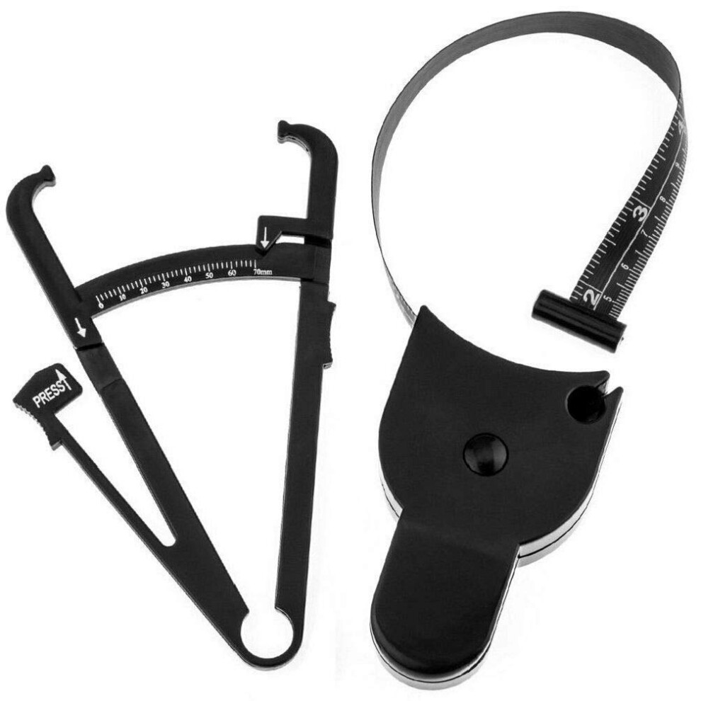 Body Fat Caliper and Body Measurement Tape Set for Accurate Skinfold Readings Fitness Tracking