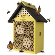 WildYard Große Bienenbox | Bambus Insektenhotel | Mauerbienenhaus | Gelb