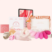Bodyotics Kegelgewichte (6 Stück) + Wiederverwendbares Menstruationsscheibenset – Beige & Pink