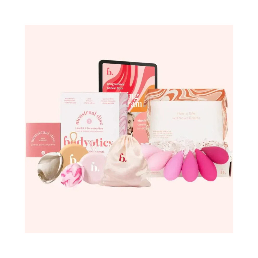Bodyotics Beige/Pink Kegel Weights (6Pcs) + Reusable Menstrual Disc Set Â &