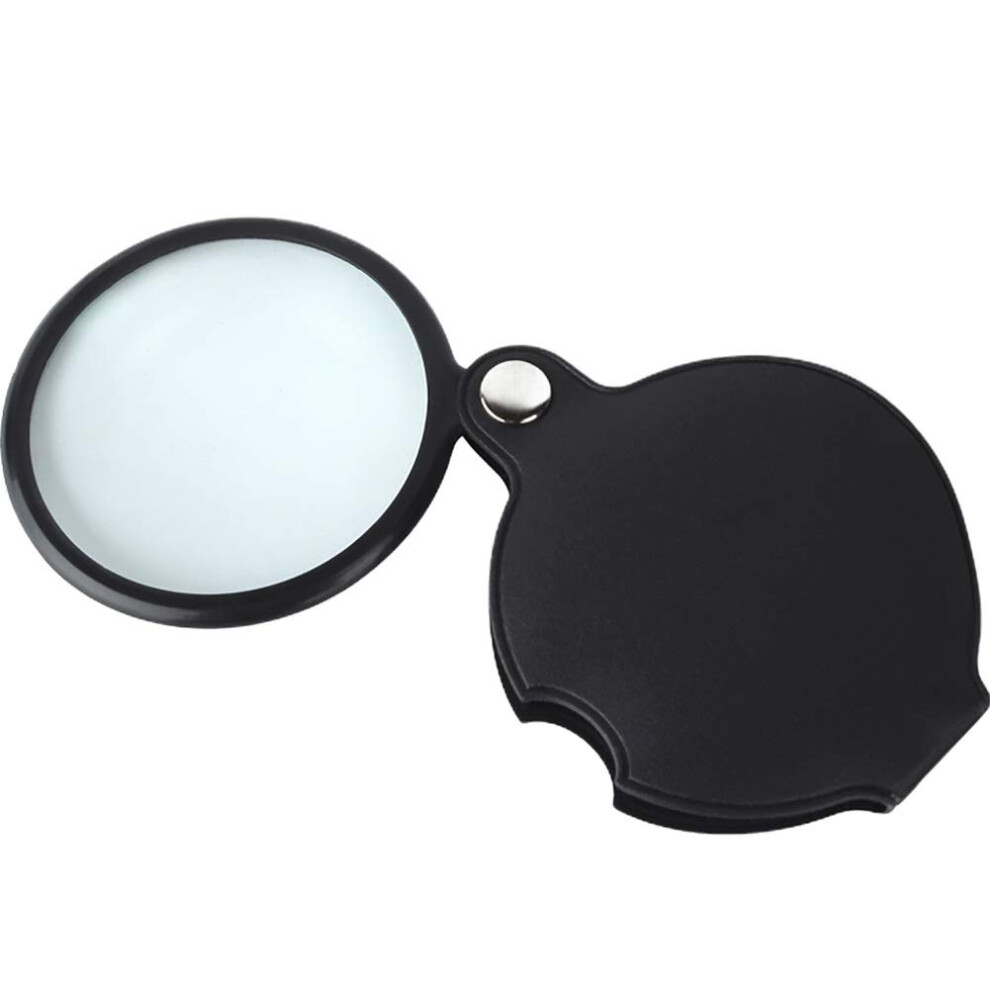 8X LED Folding Magnifying Glass for Reading, Handheld Magnifier for Seniors Books Maps Jewelry Black