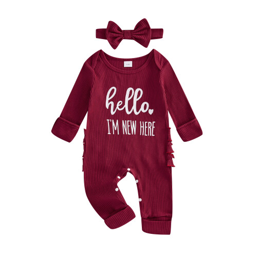 (3-6 Months, Red) Φθινοπωρινό ολόσωμο φόρεμα για μωρά