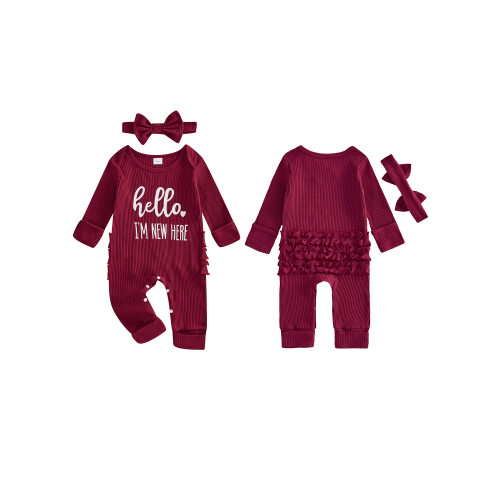 (Newborn, Red) Φθινοπωρινό ολόσωμο φόρεμα για μωρά 1
