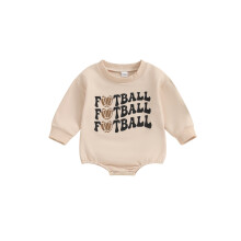 (0-3 Months, Apricot) Combinaisons-sweats bébés filles et garçons, imprimé rugby lettres, manches longues, bodys automne pour tout-petits
